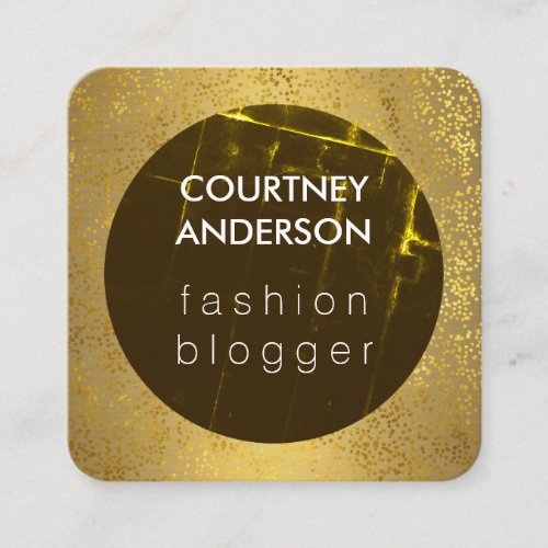 Fashion Grunge Luxe Gold Specks Square Business Card