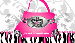 Handbag Business Cards Zazzle Fashion Handbag Crown Purse Pink Zebra Fl 2 Business Card