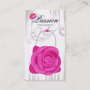 Fashion Handbag Rose Purse Pink Grunge Business Card