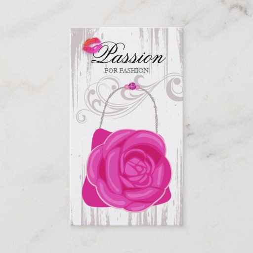Customizable Fashion Handbag Rose Purse Pink Grunge Business Card Template