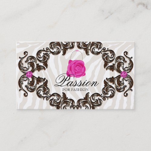 Fashion Handbag Rose Purse Pink Zebra Frame Business Card Templates