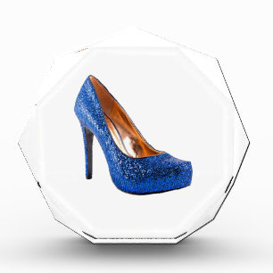Fashion High Heel Shoe Blue add Text Acrylic Award