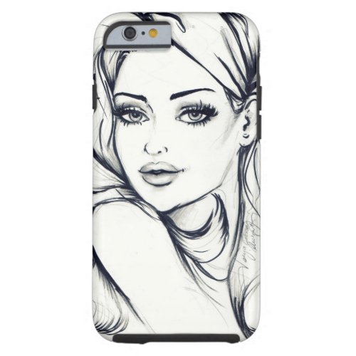 Fashion Hippi Girl Drawing Tough iPhone 6 Case