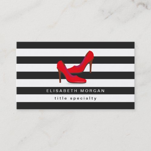 Fashion Hot Red High Heels Shoes - Classic Stripes Double-Sided Standard Business Cards (Pack Of 100)