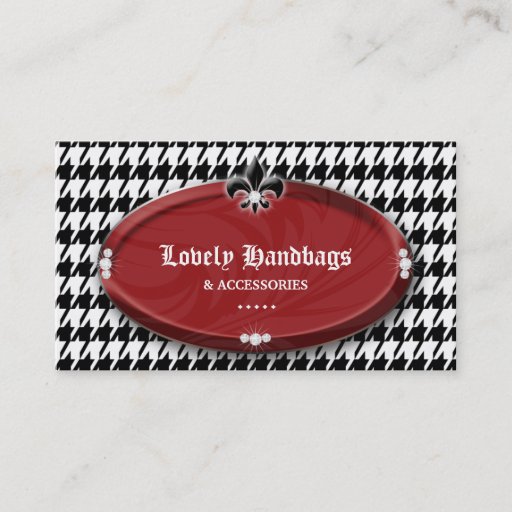 Customizable Fashion Houndstooth Fleur de lis Jewelry Red Bl Business Card