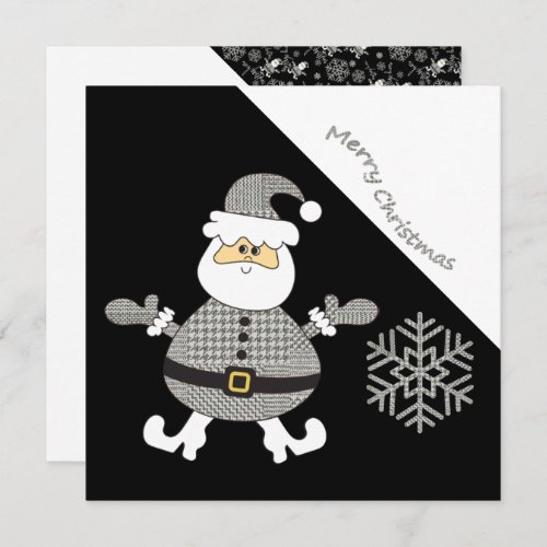 Fashion Houndstooth Plaid Santa With The Snowflake