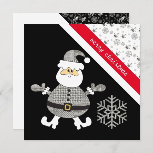 Fashion Houndstooth Plaid Santa With The Snowflake