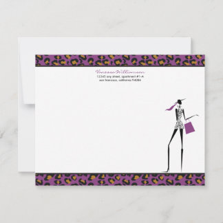 Fashion Icon Custom Flat Note Cards (purple)