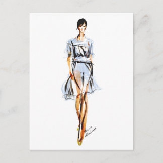 Fashion Illustration | Chloe Pastel Chiffon Dress Postcard