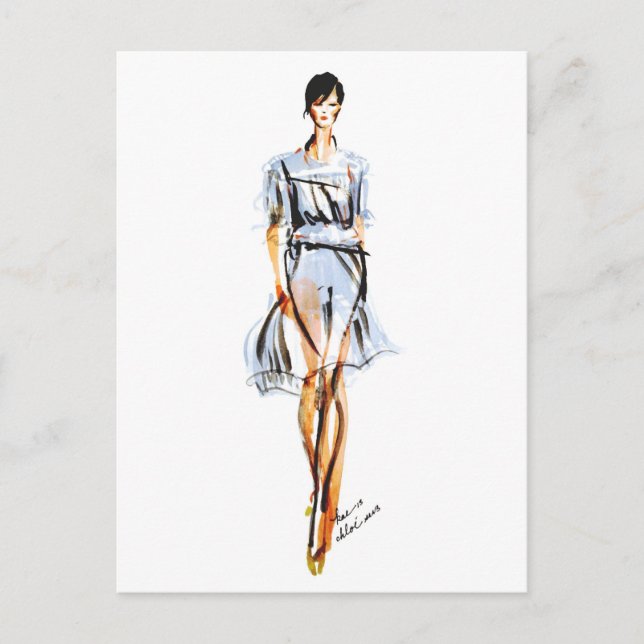 Fashion Illustration | Chloe Pastel Chiffon Dress Postcard (Front)