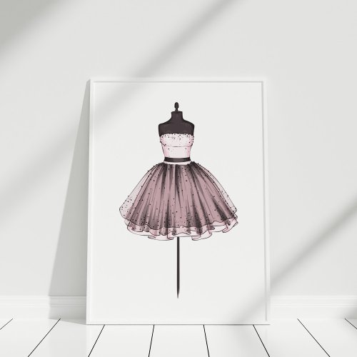 Fashion Illustration Dress on Mannequin Poster