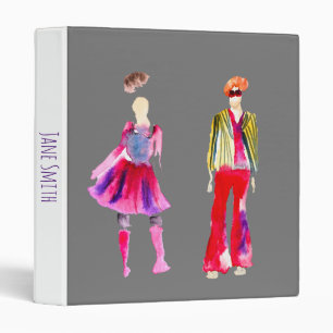 Fashion illustration figures art watercolor 3 ring binder