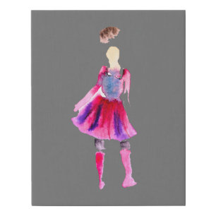 Fashion illustration figures art watercolor faux canvas print