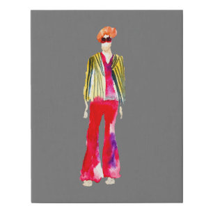 Fashion illustration figures art watercolor faux canvas print