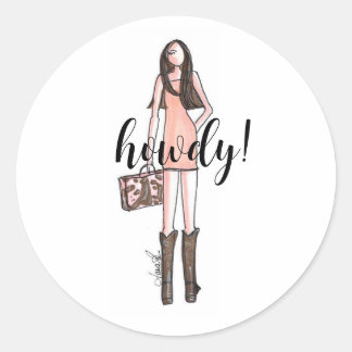 Fashion illustration stickers cowgirl