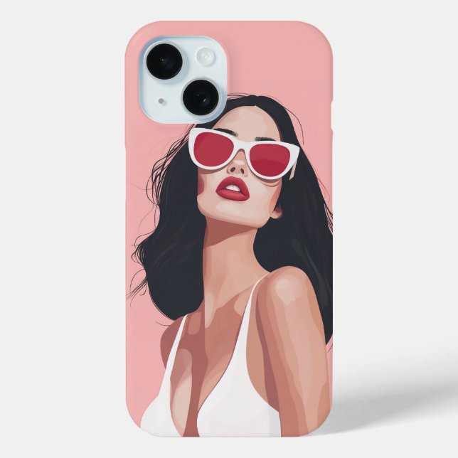 Fashion Illustration Stylish Woman With Sunglasses Case-Mate iPhone Case (Back)