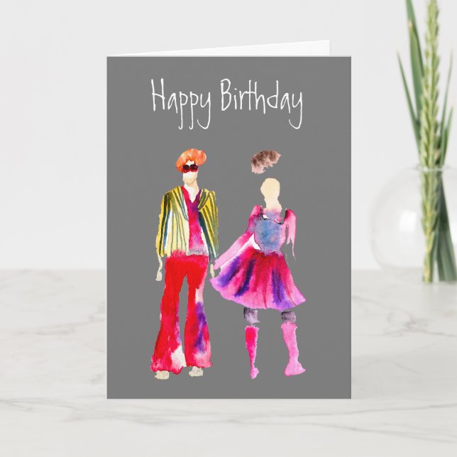 Fashion illustration watercolor boho card (Front)