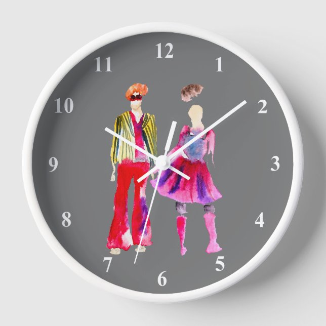 Fashion illustration watercolor boho clock (Front)