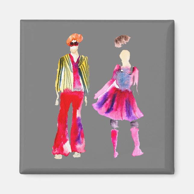 Fashion illustration watercolor boho magnet (Front)