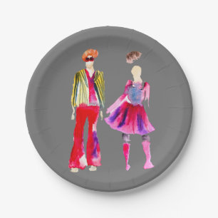 Fashion illustration watercolor boho paper plates