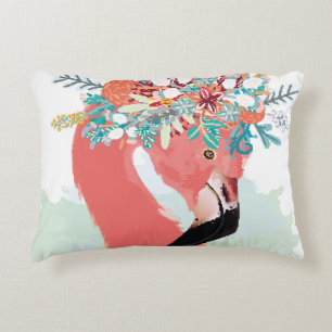 Fashion illustration with drawn pink flamingoflami accent pillow