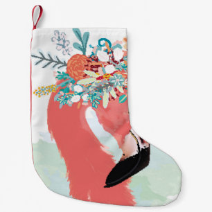 Fashion illustration with drawn pink flamingoflami small christmas stocking