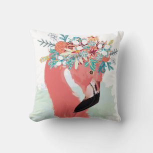 Fashion illustration with drawn pink flamingoflami throw pillow