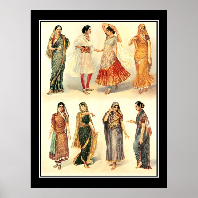 Fashion India  Saree Vintage Poster (Front)