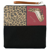 Fashion Jaguar Print Stilettos Fold Over Clutch (Outside Open)