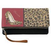 Fashion Jaguar Print Stilettos Fold Over Clutch (Front)