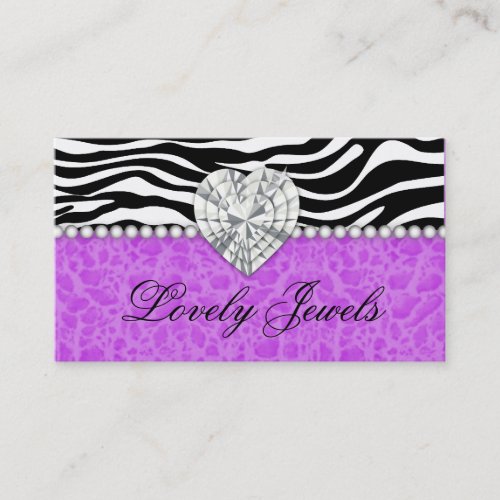 Fashion Jewel heart leopard Zebra Lace purple Business Cards