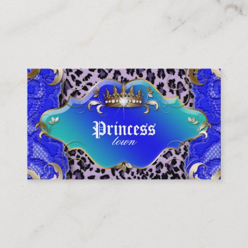 Fashion Jewelry Business Card Leopard Lace Blue