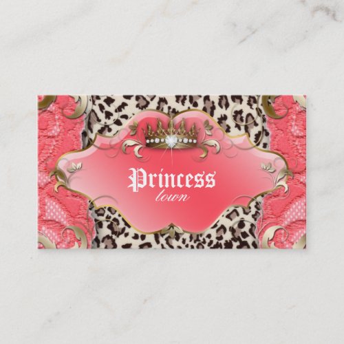 Fashion Jewelry Business Card Leopard Lace Coral