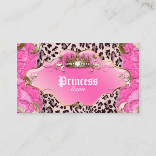 Customizable Fashion Jewelry Business Card Leopard Lace Pink
