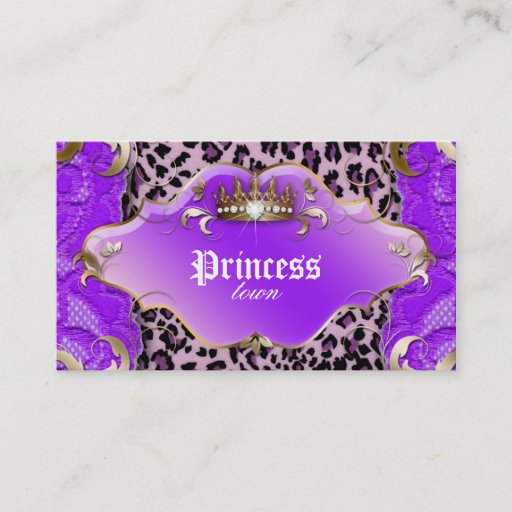 Customizable Fashion Jewelry Business Card Leopard Lace Purple
