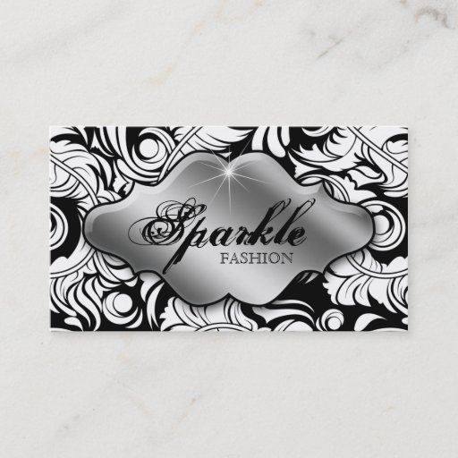 Customizable Fashion Jewelry Business Cards Leaf Swirl Silver