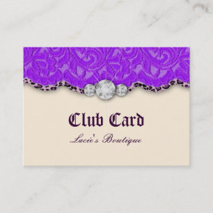 Fashion Jewelry Club Card Lace Leopard Purpl Cream