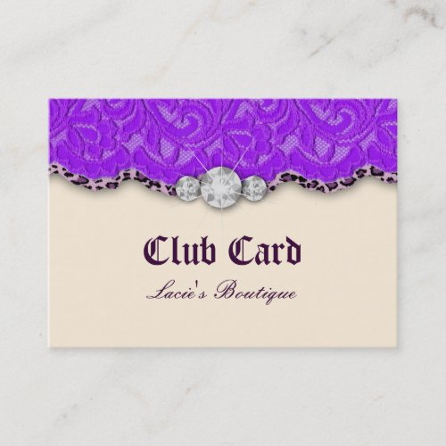 Fashion Jewelry Club Card Lace Leopard Purpl Cream Business Card