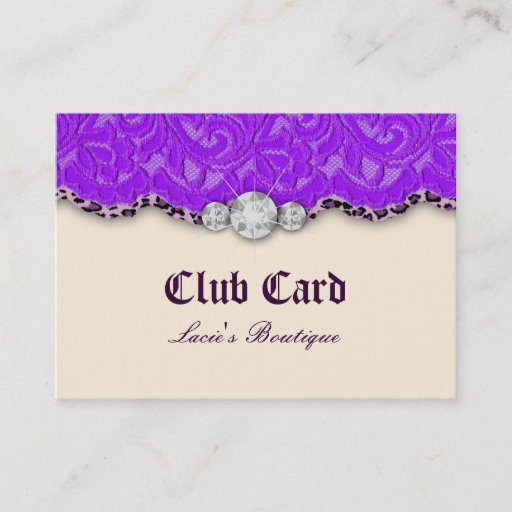 Customizable Fashion Jewelry Club Card Lace Leopard Purpl Cream Business Card