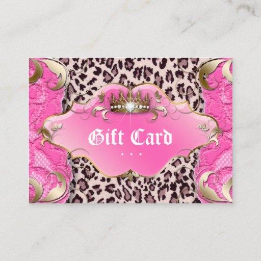 Customizable Fashion Jewelry Gift Certificate Leopard Lace Pink Business Card