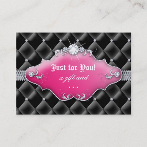 Fashion Jewelry Gift Certificate Tufted Satin Pink Business Card Templates