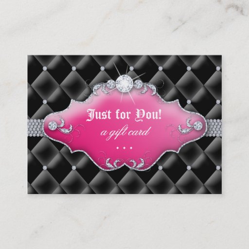 Customizable Fashion Jewelry Gift Certificate Tufted Satin Pink Business Card Templates