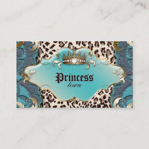 Customizable Fashion Jewelry Business Card Leopard Lace Teal