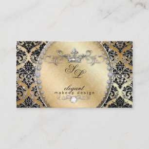Fashion Jewelry Makeup Artist Damask Crown Cool Business Card