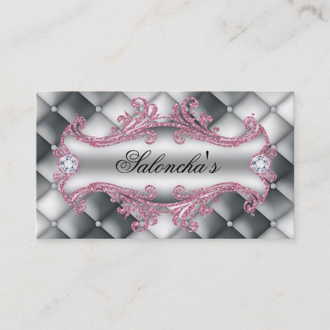 Fashion Jewelry Makeup Artist Elegant Tufted Satin Business Card (Front)