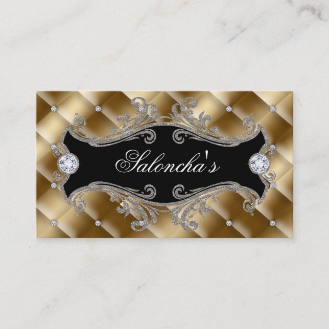 Fashion Jewelry Makeup Artist Elegant Tufted Satin Business Card (Front)
