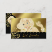 Fashion Jewelry Pretty Blonde Woman Gold Business Card (Front/Back)