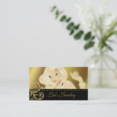 Fashion Jewelry Pretty Blonde Woman Gold Business Card (Standing Front)