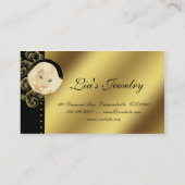 Fashion Jewelry Pretty Blonde Woman Gold Business Card (Back)
