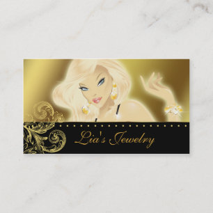 Fashion Jewelry Pretty Blonde Woman Gold Business Card